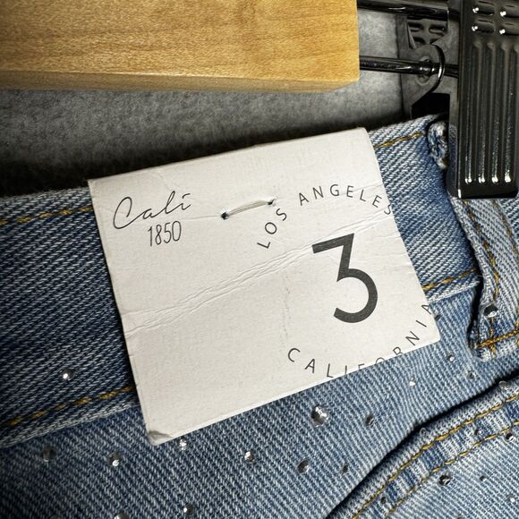 Rhinestone Bedazzled Denim Shorts Size 3 S 28 Jean Cut Off New Cali 1850 Concert - Picture 7 of 10